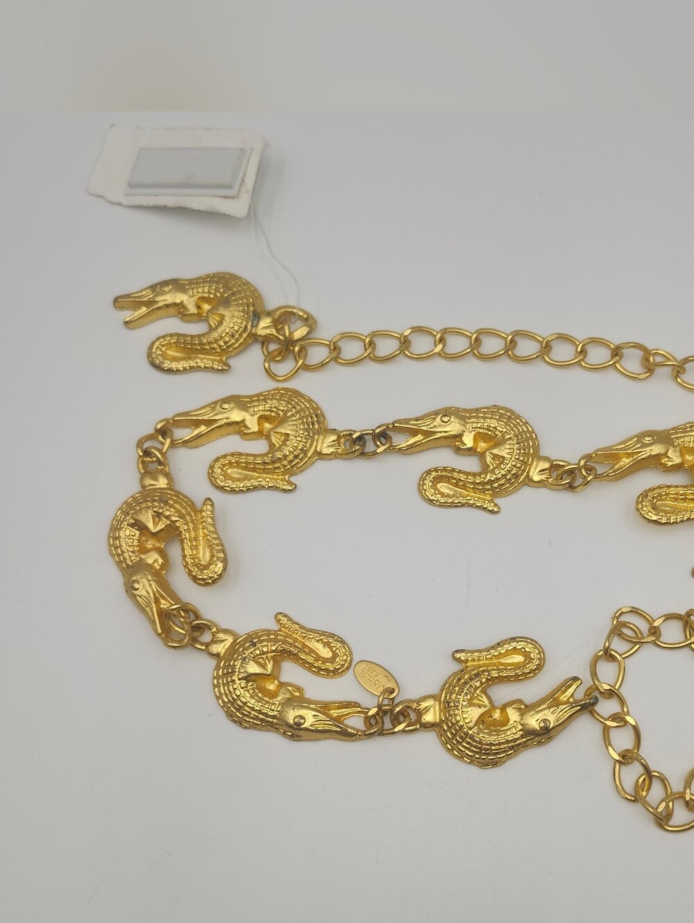 40" XL L Women's Belt gold chain alligator vintage adjustable reptile link